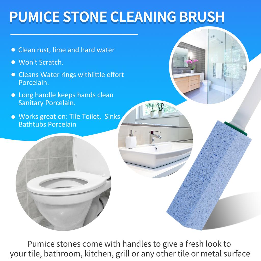 6Pcs Pumice Stone Toilet Brush High Density Pumice Stone Bathroom Cleaner Brush with 1 Detachable Handle for Toilet Sink Tile