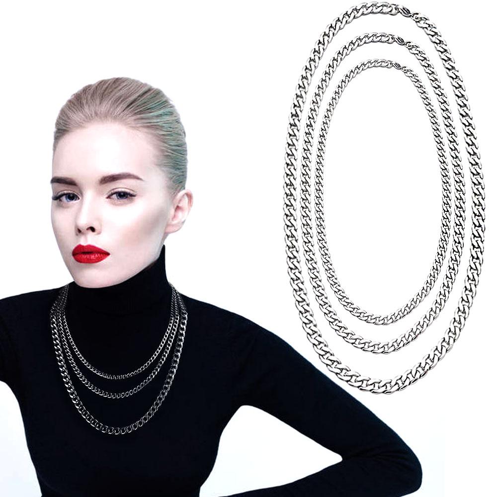 5/7/9/MM Men Punk Gothic Choker Cuban Chain Metal Collar Heavy Link Stainless Steel Necklace