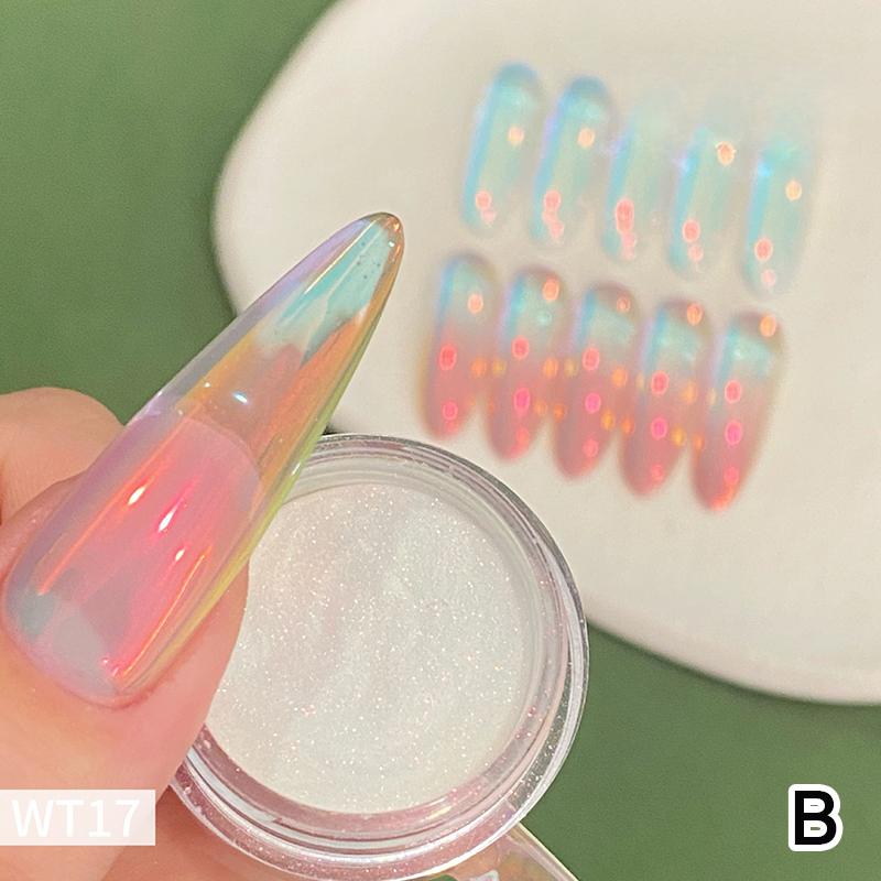 1 Банка Покрытие Аврора Хром Порошок для Ногтей Оранжевый Высокий Блеск Лунный Свет Зеркало Мелкий Блеск Пигмент Аврора Жемчуг Втирающий Пыль Хром