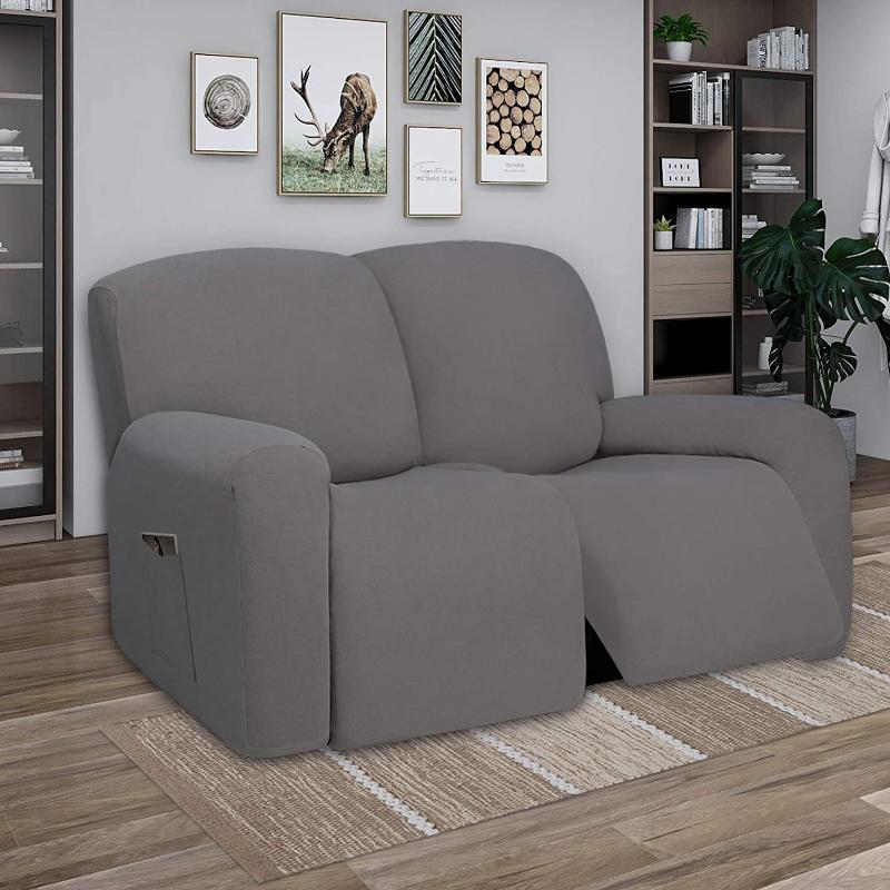1 2 3 Seat Stretch Sectional Recliner Sofa Slipcover Soft Washable Furniture Protector Couch Cover with Elastic Bottom