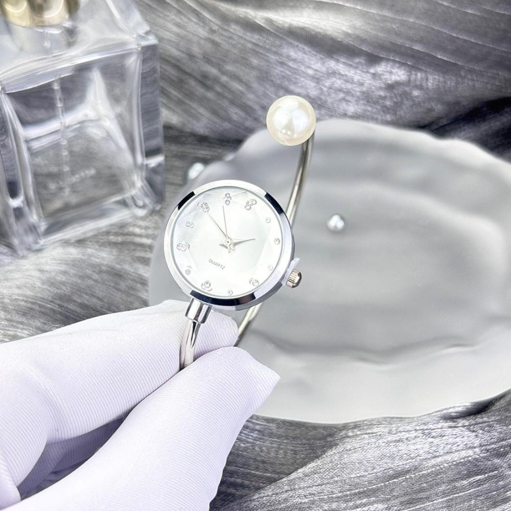 Fashion Pearl Bracelet Watch Gemstone Quartz Rhinestone Dial Watch Quartz Wristwatch  Evening Party