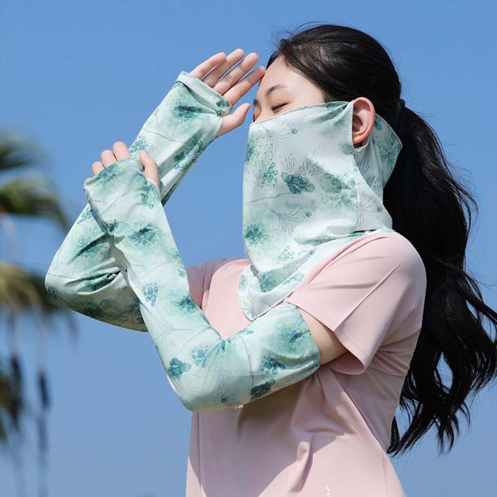 3pcs Quick Drying Ice Silk Sunscreen Sleeves Breathable Women Sunscreen Veil Sports