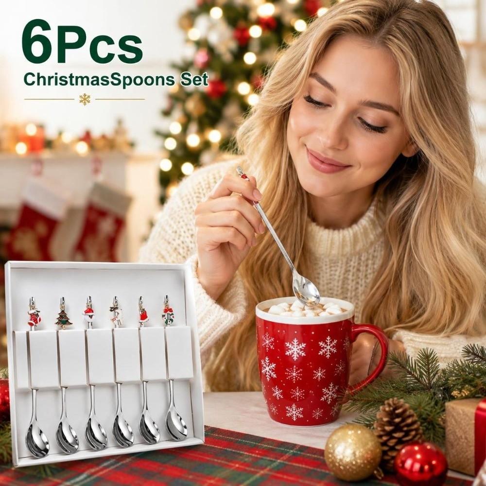Snowman Coffee Spoon Set Stainless Steel Cake Spoons New Christmas Teaspoons Holiday Decoration