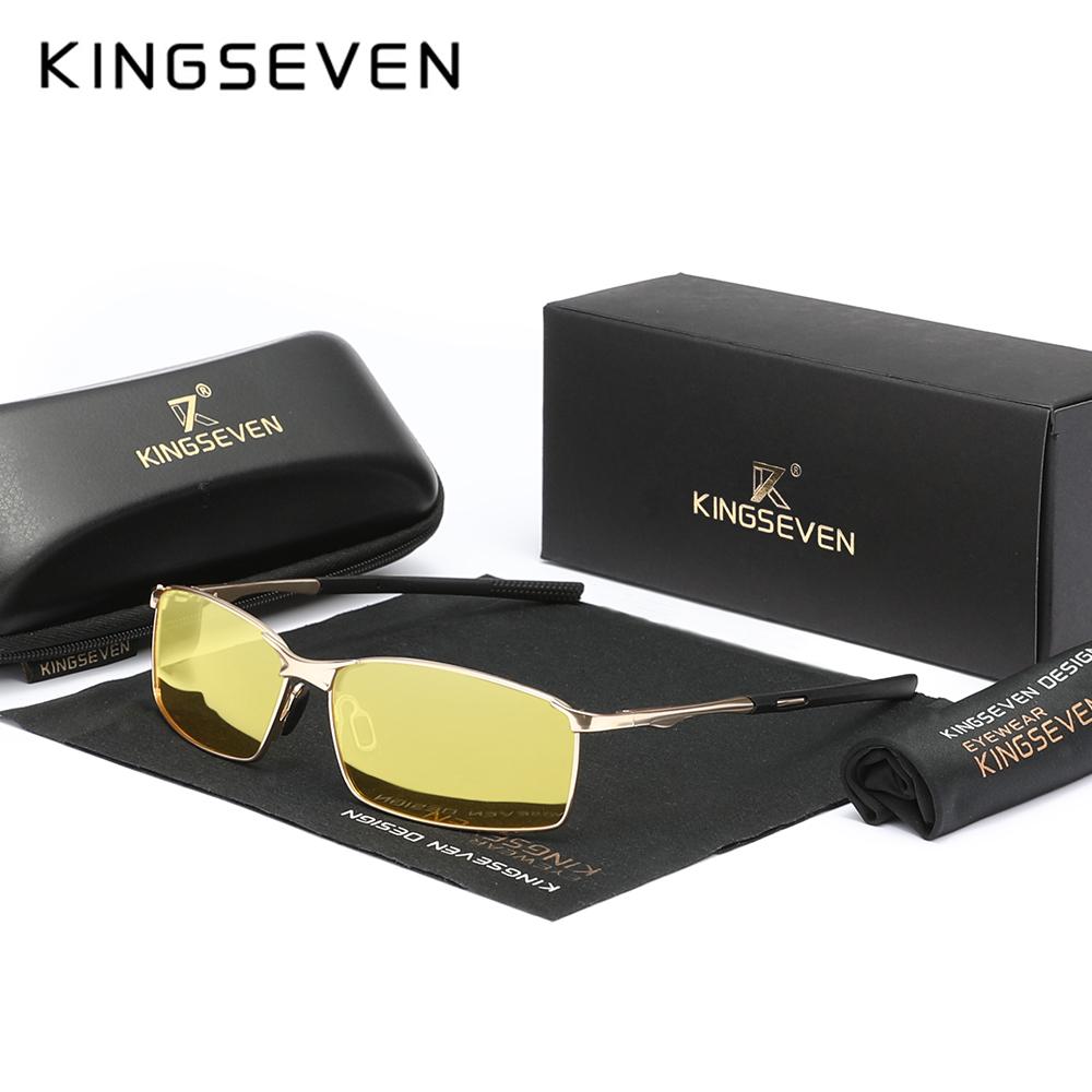 Kingseven Модные прямоугольные солнцезащитные очки для мужчин UV400 поляризация сплав оправа очки для верховой езды Parsnip роскошные винтажные очки