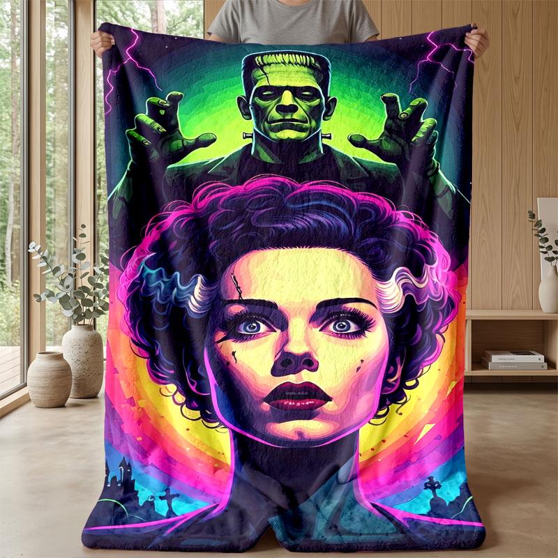 Soft Flannel Blanket Lightweight Cozy Bedroom Living Room CoverBride of Frankenstein