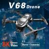 2024 Новый профессиональный дрон V68 с тремя камерами и разрешением 8K, авиационный вертолет с четырьмя осями для обхода препятствий и игрушек для детей