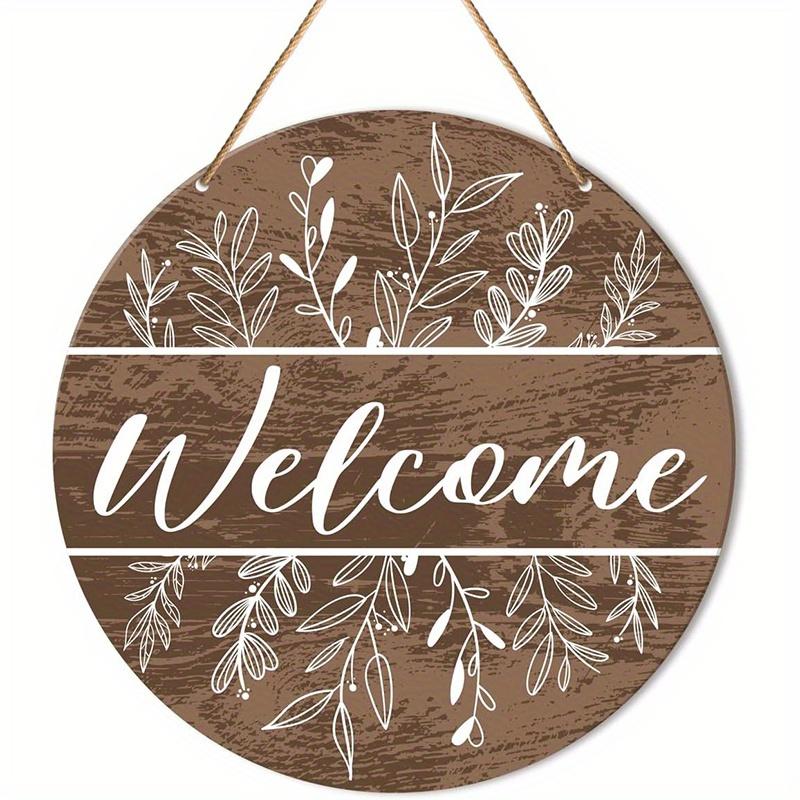 Wood 1pc, 2D Wooden Brown Welcome Sign 7.9Inch/20cm Round Hanging Sign Wall or Door Decor Wall Art, Outdoor Courtyard Decor Party for Door, Wall, Home