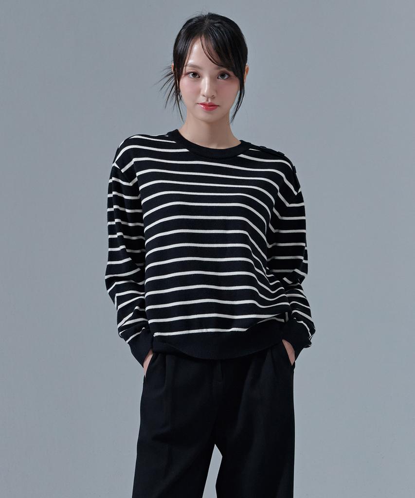 CHASECULT Women'S Button-Detail Striped Sweater-Cfrg5271D03