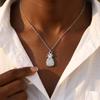 Stainless Steel Geometric Leaf Pendant Necklace for Women Trendy Gold Color Texture Choker Necklace Unique Jewelry Accessories