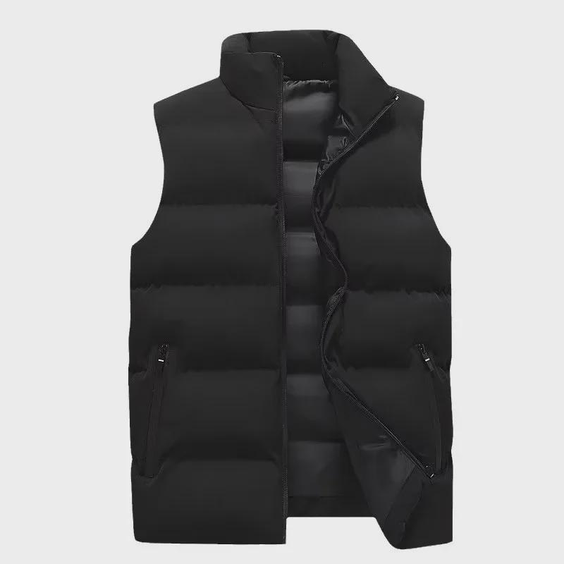 Повседневный хлопковый жилет унисекс в корейском стиле — однотонный, теплый, без рукавов, свободного кроя, для осени и зимы.