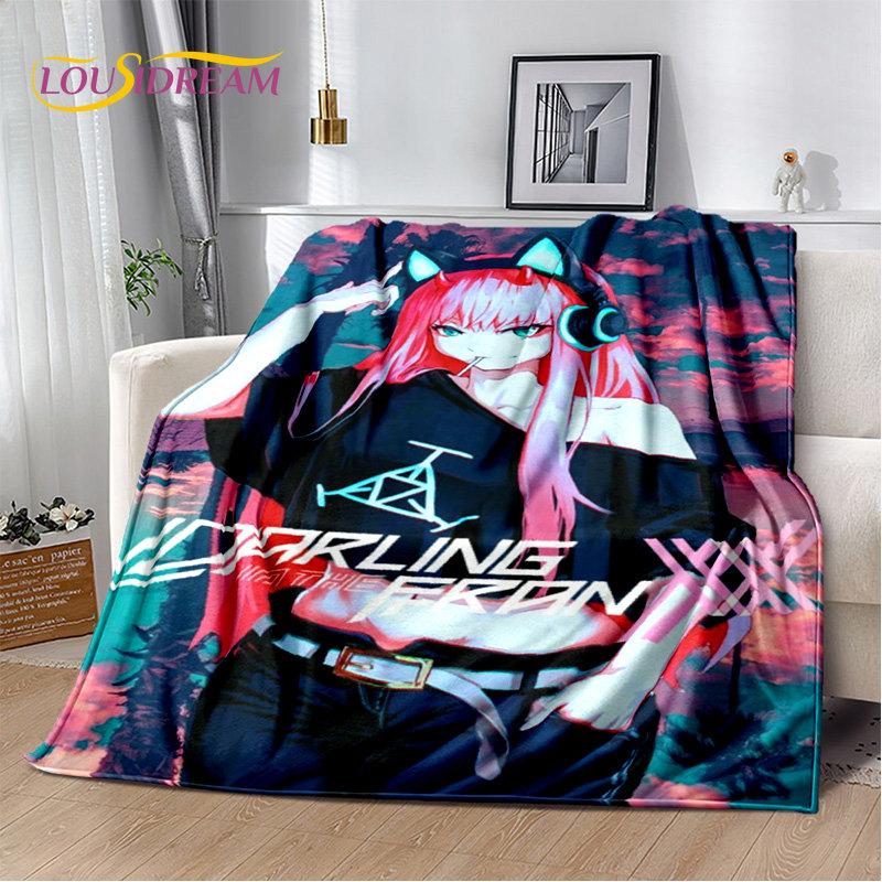Zero Two DARLING In The FRANXX Soft Plush Blanket,Flannel Blanket Throw Blanket for Living Room Bedroom Bed Sofa Picnic Cover 3D