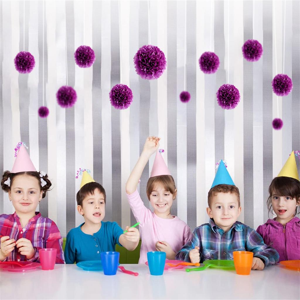 1 шт. Набор 7,8-дюймовых фиолетовых бумажных подвесных цветов для вечеринки по случаю дня рождения, бумажные шары с помпонами, цветочные шары, бумажные помпоны