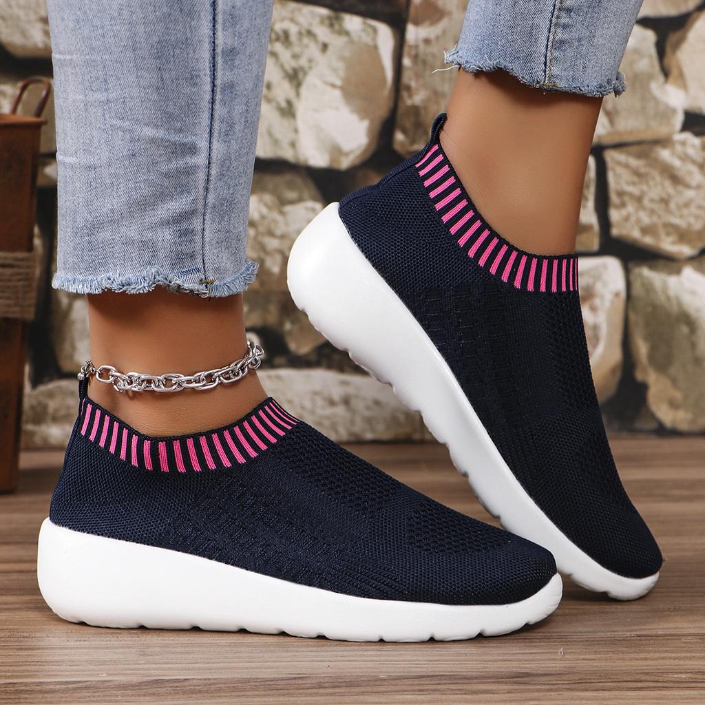 Модные сетчатые дышащие вязаные кроссовки женские легкие нескользящие женские кроссовки для бега большого размера 43 на танкетке повседневные туфли для женщин