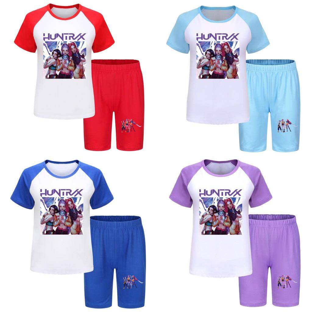Kpop Demon Hunters Children Summer Shorts And T Shirt Set With Cotton Fabric For Active Kids