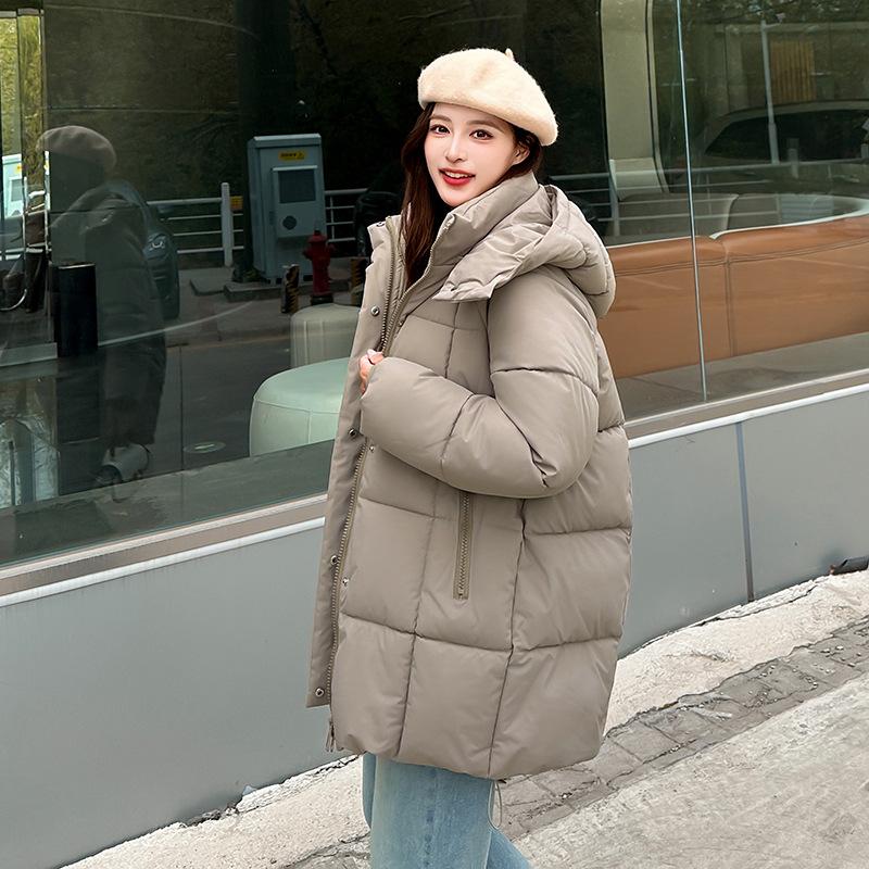 Съемная шапка хлопковая одежда женская зимняя новая большого размера женская одежда средней длины пальто свободная хлебная одежда хлопковая одежда