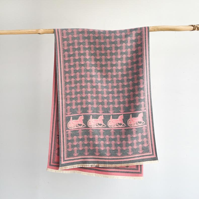 Classic Fashion Letter Thousand Birds Grid Imitation Cashmere Scarf Women's Winter Thickened Double Sided Air Conditioning Shawl Scarf Women's