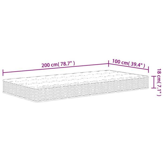 VidaXL Matelas à ressorts bonnell moyen 100x200 cm 372971