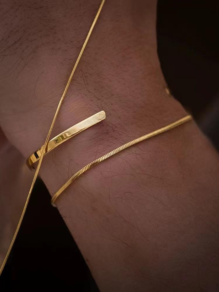 Браслет-цепочка из нержавеющей стали серебристого цвета для мужчин, простая невыцветающая открытая манжета для женщин, модные хип-хоп украшения