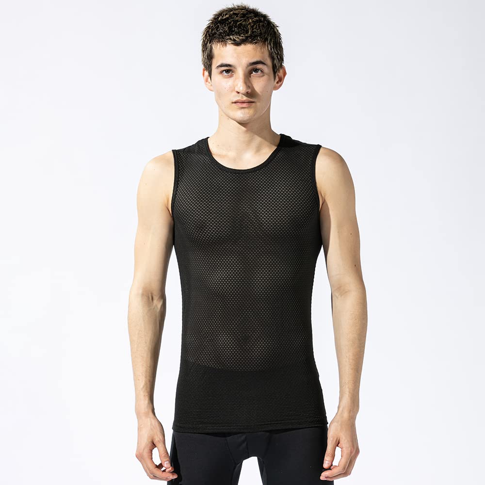 Перчатки Otafuku всесезонные внутренние без рукавов с круглым вырезом 3D первый слой [впитывающие пот быстросохнущие дезодорирующие сетчатые компрессионные мужские] JW-520 черные M