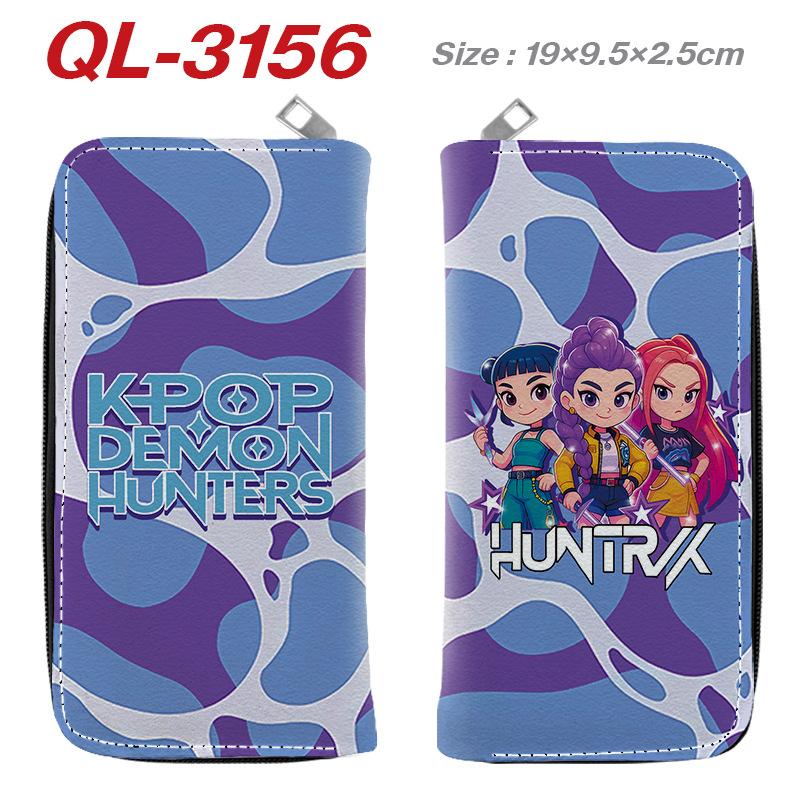 KPop Demon Hunters Long Zip Wallet PU Leather Cartoon Purse for Women Multi Card Holder Pink