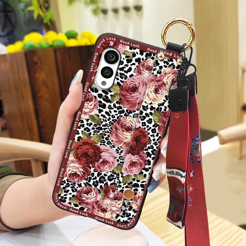 Shockproof Wristband Phone Case For FCNT/Fujitsu Arrows N F-51C Ring Chinese style Silicone Phone Holder Dirt-resistant