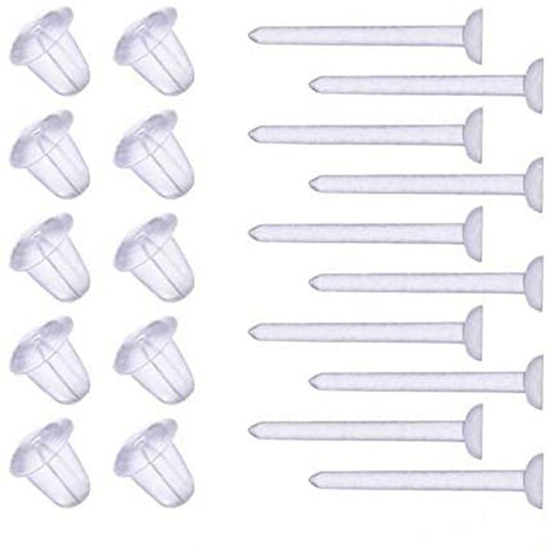 Diy Ear Jewelry Transparent Ear Plug Earring Needle Invisible Plastic Ear Stick Flat Blank Ear Stud Plug