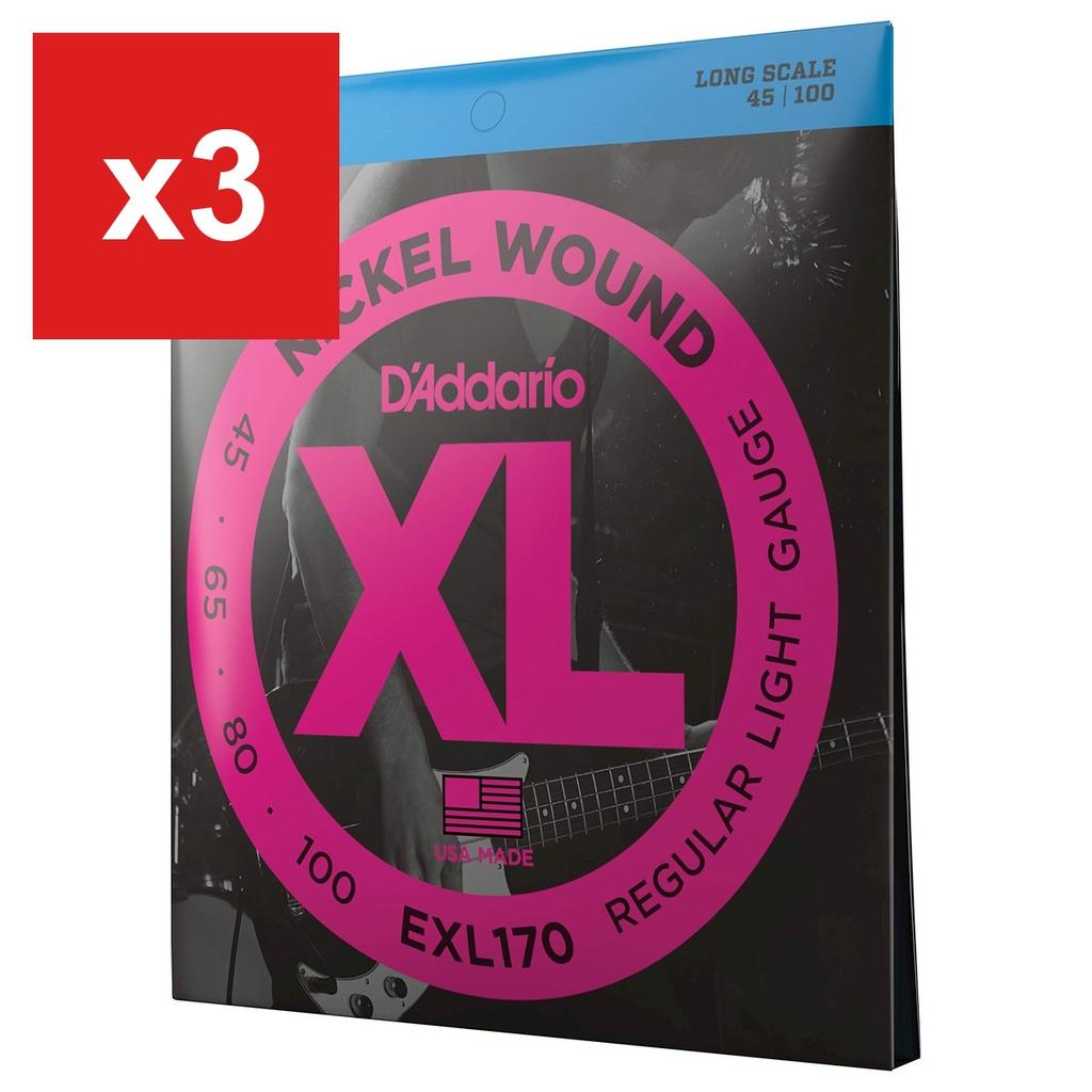 D'Addario EXL170 Nickel Bass Guitar Strings, Long Scale, .045-.100