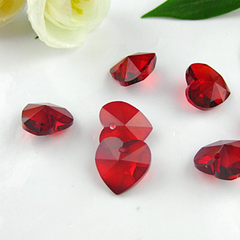 Аксессуары Подвески Изготовление ювелирных изделий Разноцветные стеклянные подвески Свободные разделительные бусины Craft DIY 10 шт 14 мм Кристалл Сердце