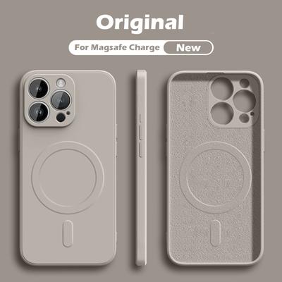 Оригинальный жидкий силикон для Magsafe Беспроводная зарядка Магнитный чехол для iPhone 16 15 14 Plus 13 12 11 Pro X XR XS Max Мягкая крышка