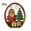 Christmas Mantel Decorations 3Pcs Santa Claus And Tree Ornaments, Wooden Oval Table Tiered Tray Holiday Displays Centerpiece, Solid Wood Desktop
