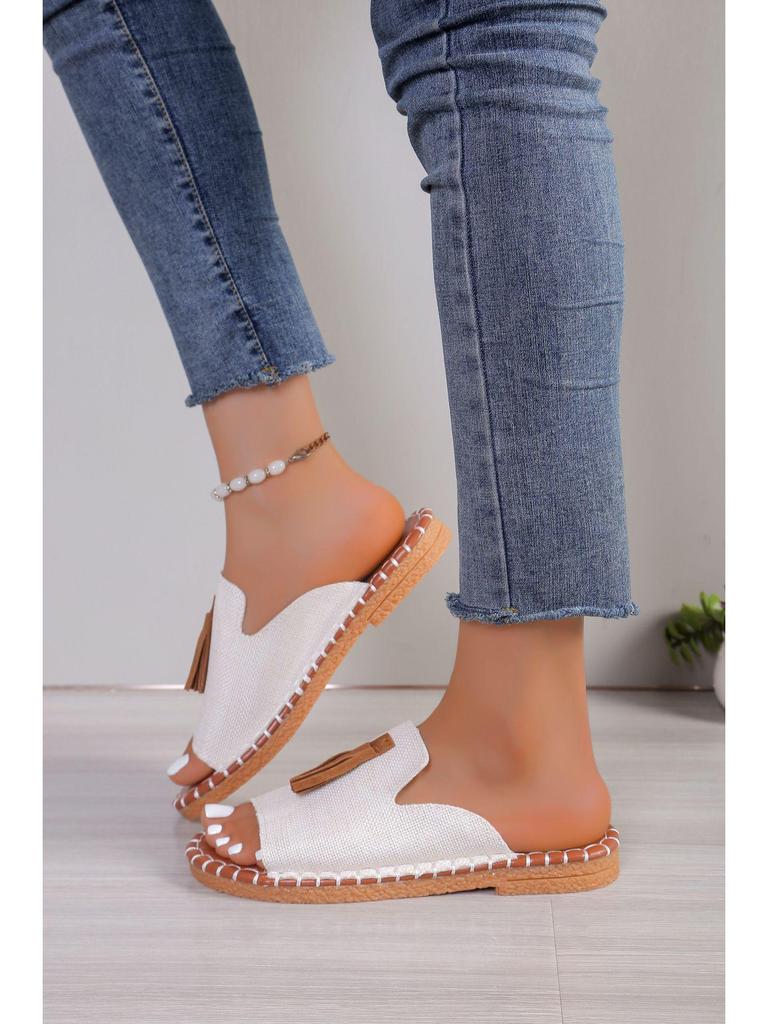 2024 Women's Tassel Flat Sandals: Leopard Print, Size 40-43, European & American Style