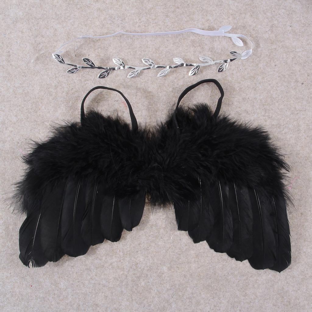 Feather Angel Rhinestone Headband Set Baby Chiffon Flower Headband Hair Accessories Newborn Po Prop Costume