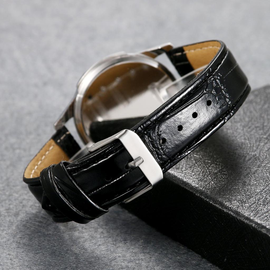 Крутой кожаный браслет, черный браслет Lucky Tree, многослойный, водонепроницаемый, кварцевый, электронный, сделанный в Японии, набор из 2 часов, подарок на Рождество для сына