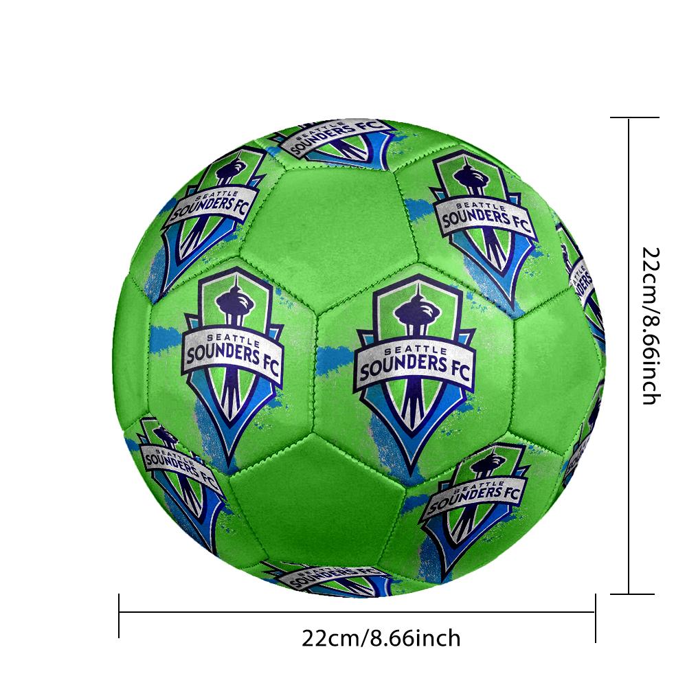 FC Seattle Sounders Soccer Ball, colorful, suitable for all ages, machine-stitched, PVC material, competition grade, durable and high bounce