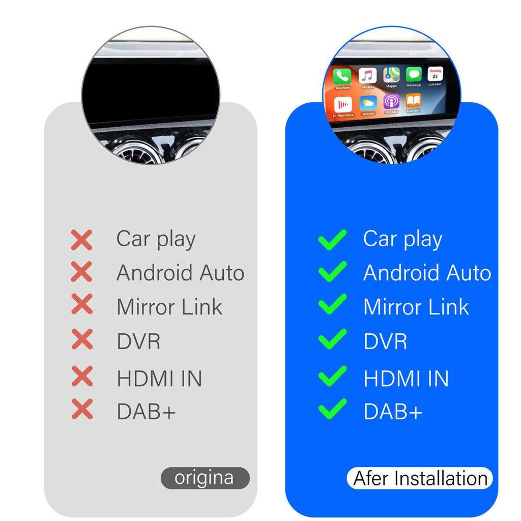 Sinairyu Беспроводной CarPlay Android Auto DAB DVR HDMI Mirror-Link совместим с системой Mercedes Benz ABV GLA Class NTG 6.0