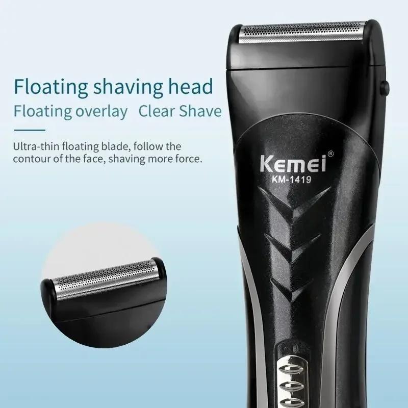 Kemei KM-1419 Аккумуляторная электрическая машинка для стрижки волос Мужская бытовая бритва Триммер для волос и триммер для носа 3 в 1 Машинки для стрижки волос Мужские