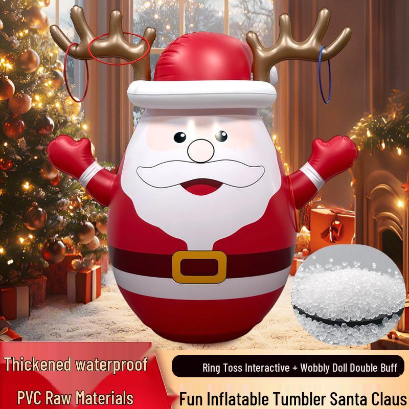 Waterproof Christmas PVC Inflatable Santa Claus Tumbler Ring Toss Toy