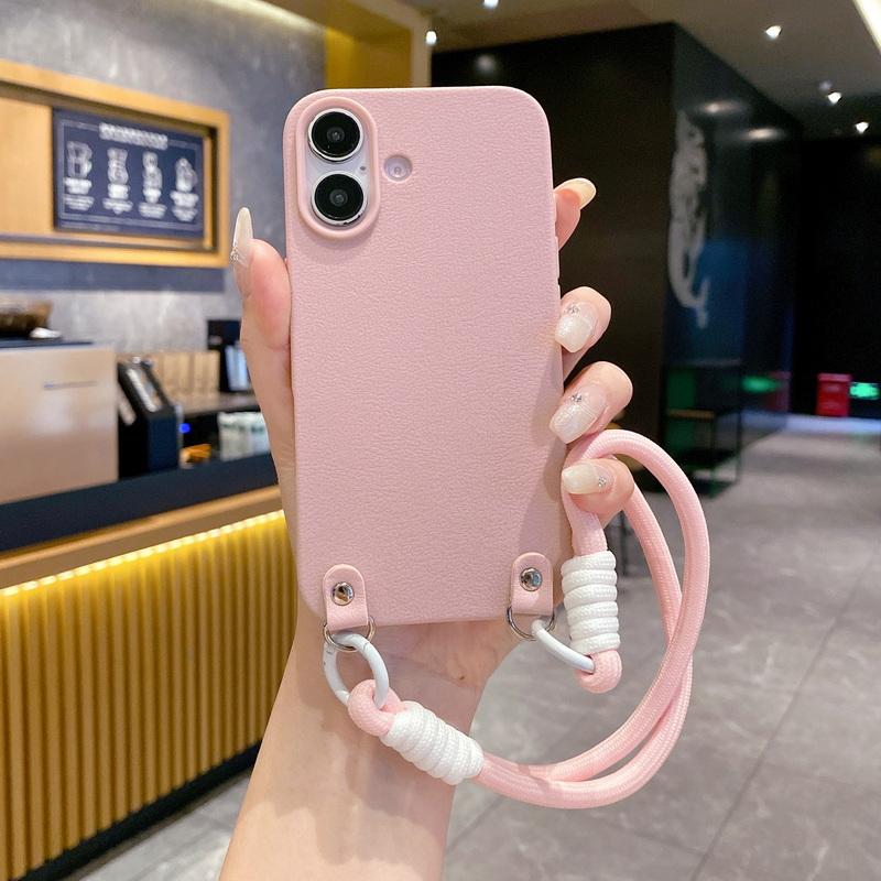 Цветной тонкий мягкий чехол для телефона iPhone 16 Plus 15 Pro Max 14 Pro 13 12 11 ремешок с ремешком матовый TPU противоударный защитный чехол для объектива