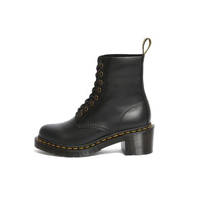 Доктор. Ботинки женские короткие на шнуровке из кожи Martens с круглым носком Черные 25436001