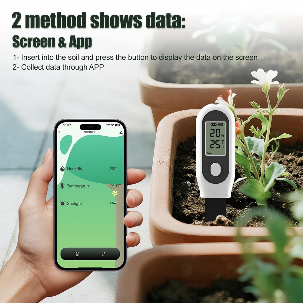 3 in 1 Soil Tester Sensor Humidity Temperature Sunlight Meter Tuya Zigbee APP Control Soil Moisture Meter for Garden Farm