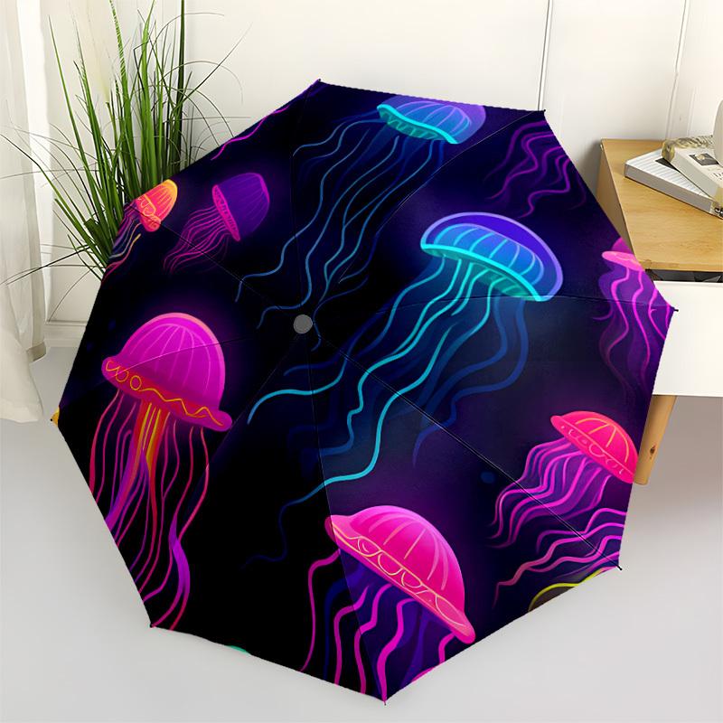 1pc Jellyfish Pattern Automatic Open, Sturdy Iron Frame, Compact Folding Design, All-Season Portable Umbrella for Women & Men yy250801083