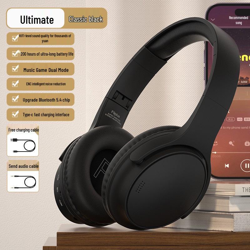 Беспроводные накладные Bluetooth-наушники с аккумулятором на 200 часов, шумоподавлением и функциями для игр, для использования со спортивными устройствами, мобильным телефоном и компьютером