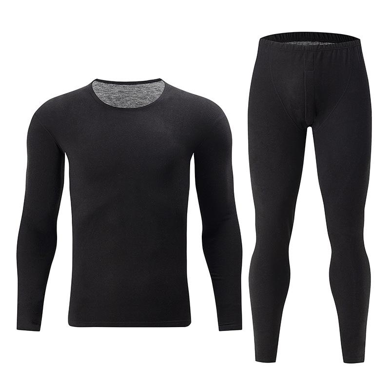 Men's Plus Size Thermal Underwear Set Winter Warm Base Layer Long Johns Casual Dark Grey