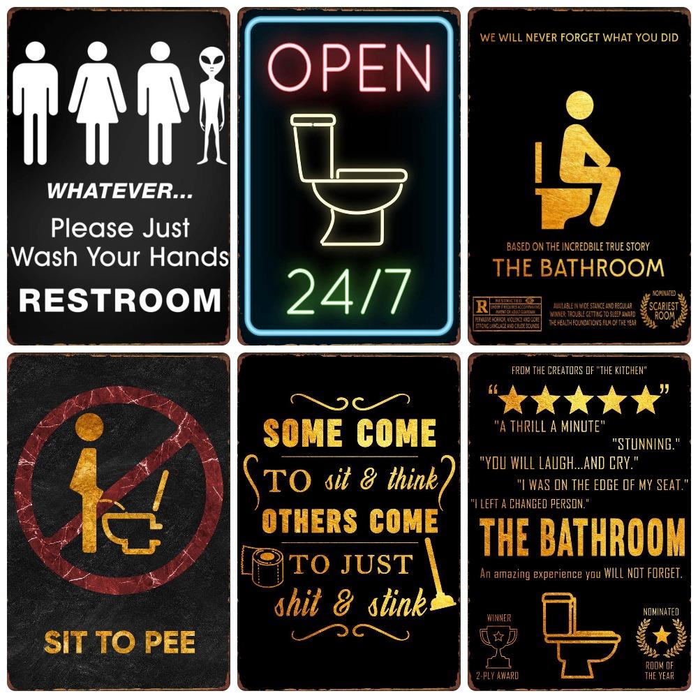 Смешная персонализированная туалетная комната, металлические жестяные таблички, винтажная табличка для туалета, настенное искусство в туалете, декор ванной комнаты, таблички для туалета, WY156