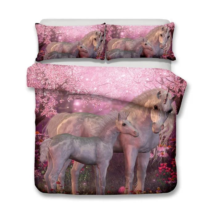 Iceberg Unicorn Quilt Cover Set Pillow Cover 3D Print Pink Green Babysbreath Navy Blue Bed Cover Set For Boy Gril Teen Dropship