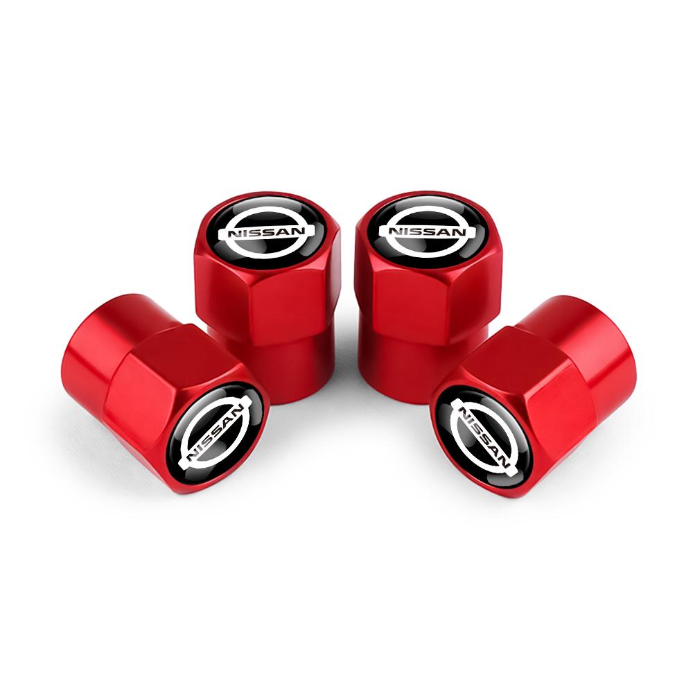 ATY1 Nissan Logo Car Wheel Tire Valve Caps Aluminum Dustproof Tyre Air Stem Covers For Nismo X-Trail Qashqai Teana Note Leaf Almera
