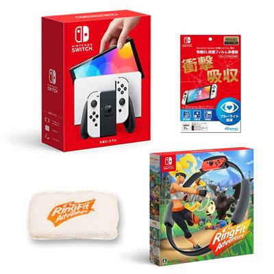 Nintendo Switch Белый Лицензированный Защитное стекло для экрана Nintendo Switch OLED Ring Fit Adventure Ring Fit Adventure (OLED-модель) Joy-Con (L)/(р) + [Нинтендо