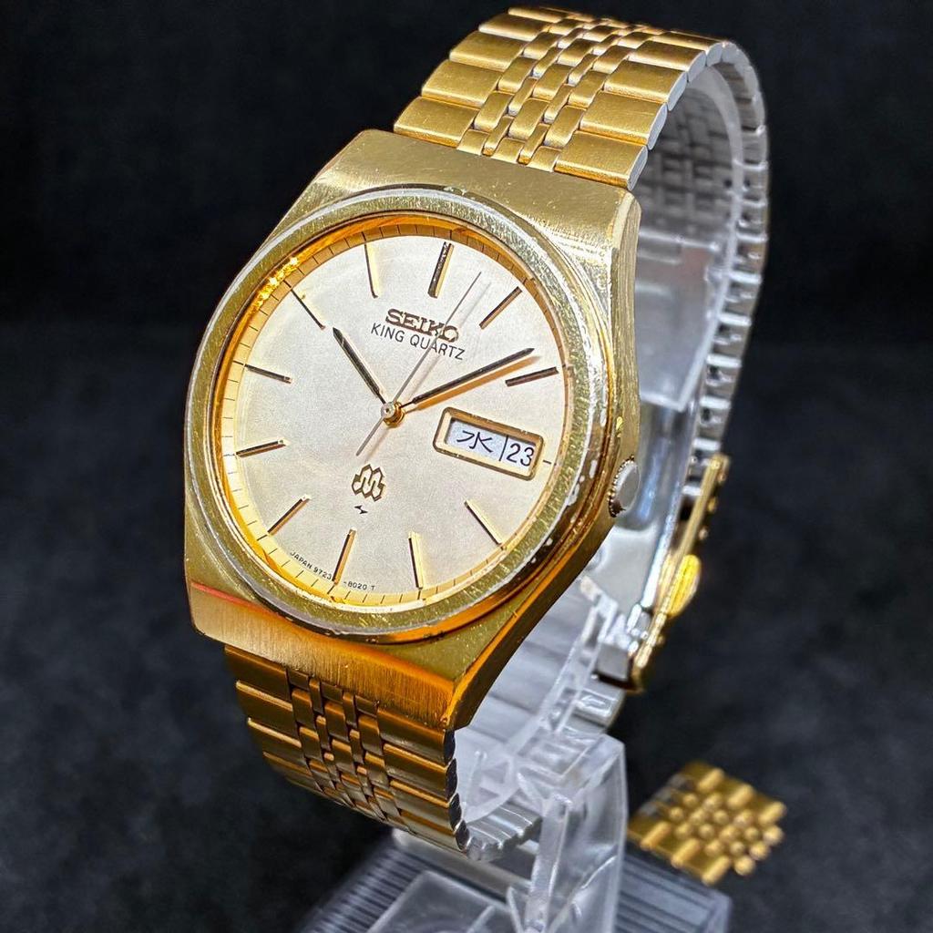 Б/у Мужские часы SEIKO KING QUARTZ Золотые 9723-8030