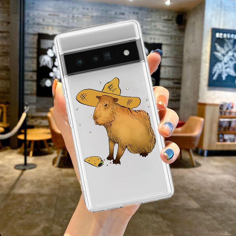 Чехол для телефона Google Pixel 10 Pro 10A Pixel 9 Pro XL Pixel 8 Pro 9A 8A 7A 7 6A 6 Pro Кавайная мультяшная капибара Смешной подарок