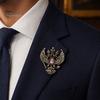 Брошь из цельного металла, Значок-булавка Орел, Двуглавый дизайн, Лацкан, Сплав, Антиокислительная, Прочная застежка, Значок для пальто, рубашек, сумок, Аксессуары, Винтажный стиль
